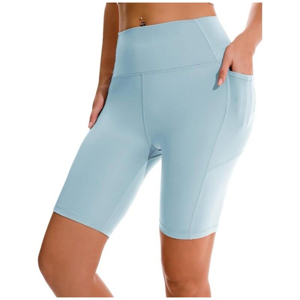 APEXUP Workout Shorts, 8" Biker Shorts Women High Waist XL Spun Sugar Pack Of 2